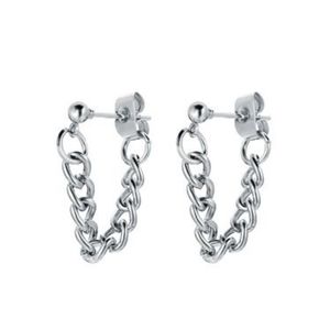 Silver Chain Link Dangle-Style Earrings